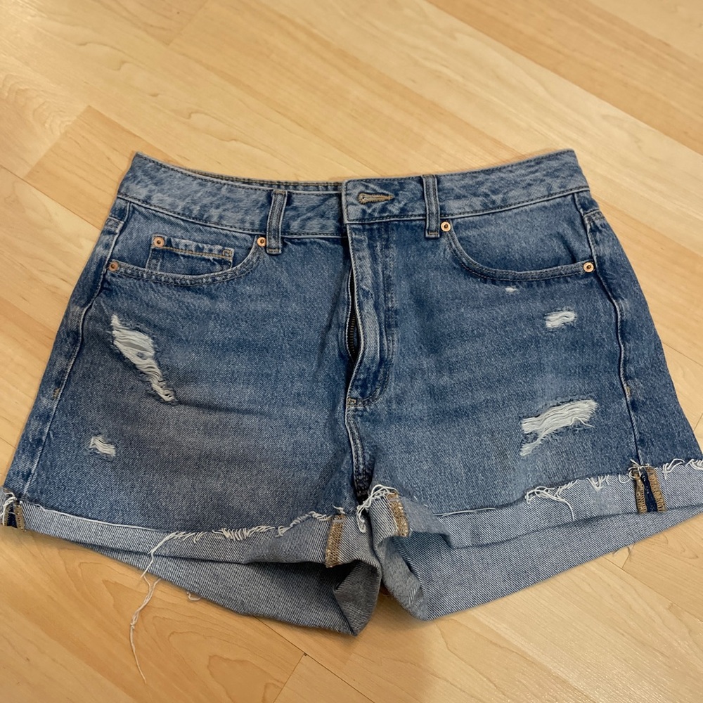 Garage Women's Distressed Denim Jean Shorts - Blue